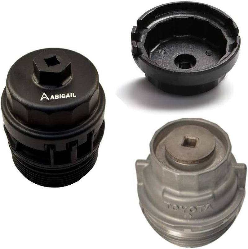 A ABIGAIL Heavy Duty Oil Filter Wrench Compatible with Toyota,Lexus,RAV4,Camry,Tundra,Highlander,Sienna Oil Filter Cap Removal Socket Tool for 2.5-5.7L Engine with 64mm Cartridge Style Oil Filter Housing - Image 4
