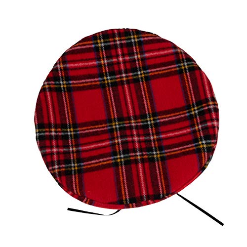WITHMOONS Polyester Beret Hat Tartan Check Leather Sweatband KR3781 (Red) - Image 3