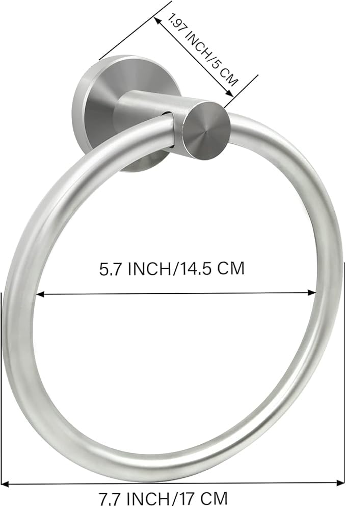 GAURANNGA CRAFT Stainless Steel Chrome Finished Round Towl Holder Napkin Ring Hanger for Wash Basin/Kitchen/Bathroom (Silver) - Image 3