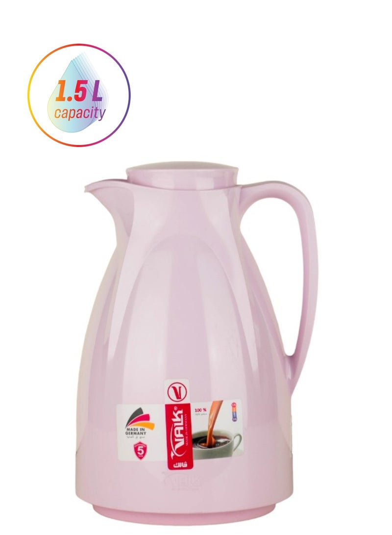 VALK GERMAN Vacuum Flask With Double Wall Glass 1.5 Liter (PINK REFILL GLASS)Wide Mouth With Anti-Leakage Made in Germany - Image 1