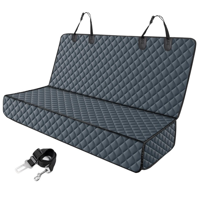 MIXJOY Dog Car Cover for Back Seat Cover Protector Waterproof Dog Seat Covers for Cars, Car Seat Protector for Dogs with 1 Dog Seat Belt, Nonslip Back Seat Cover for Kids, Trucks & SUV, Grey - Image 1