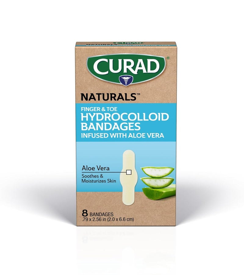 CURAD Naturals Aloe Vera Hydrocolloids Finger  Toe 79 x 256 8ct Pack of 4 - Image 1