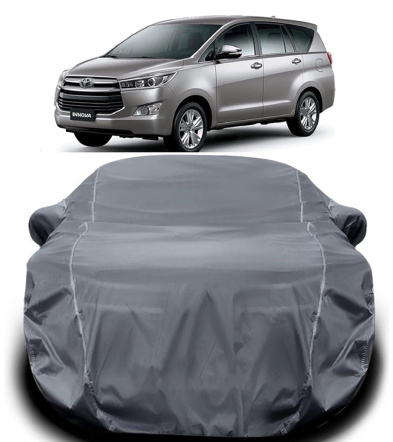 PODWILS Toyota Innova Car Cover Waterproof/Innova Car Cover/Toyota Innova Car Body Cover with Triple Stitched Fully Elastic Ultra Surface Body Protection (Grey Look) - Image 1