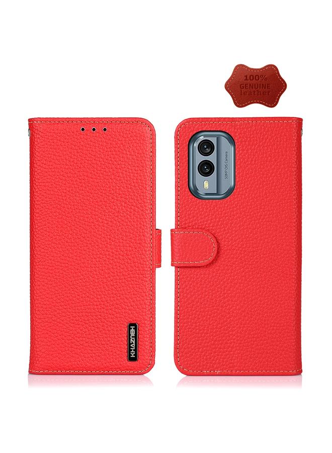 اس-توب جراب لهاتف Nokia X30 5G KHAZNEH Litchi مصنوع من الجلد الأصلي - Image 1