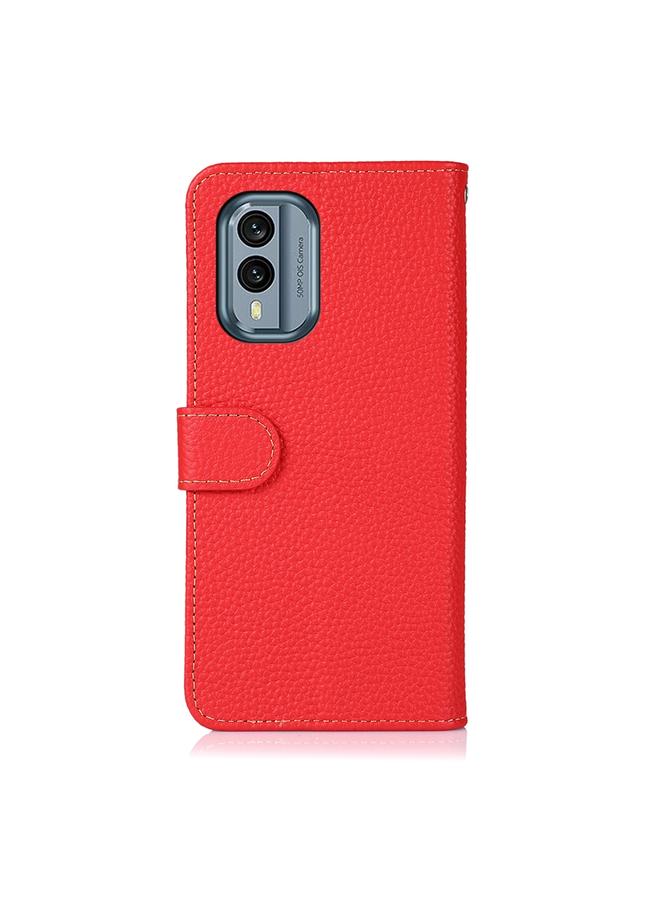 اس-توب جراب لهاتف Nokia X30 5G KHAZNEH Litchi مصنوع من الجلد الأصلي - Image 3