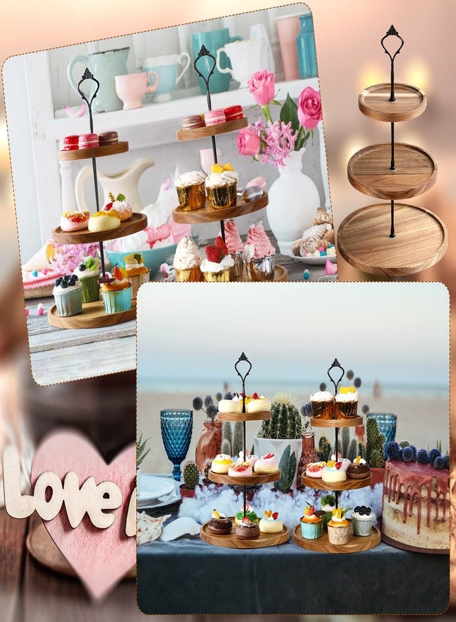 Zopeal 3 Set 3 Tier Wood Cupcake Stand,Rustic Wooden Serving Tray Farmhouse Dessert Display Tiered Cake Tower Holder for Kitchen Wedding Birthday Tea Party Decorations(Large(7.9''9.8''11.8'')) - Image 4