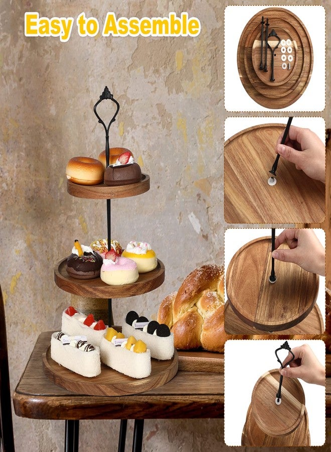Zopeal 3 Set 3 Tier Wood Cupcake Stand,Rustic Wooden Serving Tray Farmhouse Dessert Display Tiered Cake Tower Holder for Kitchen Wedding Birthday Tea Party Decorations(Large(7.9''9.8''11.8'')) - Image 5