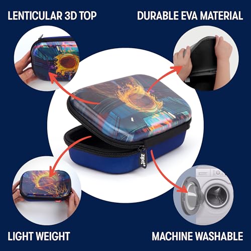 Zipit حافظة أقلام ZIPIT ثلاثية الأبعاد للأولاد، صندوق أقلام لينتيكولار للمدرسة، صندوق منظم للمكتب بسعة كبيرة، كرة سلة - Image 4