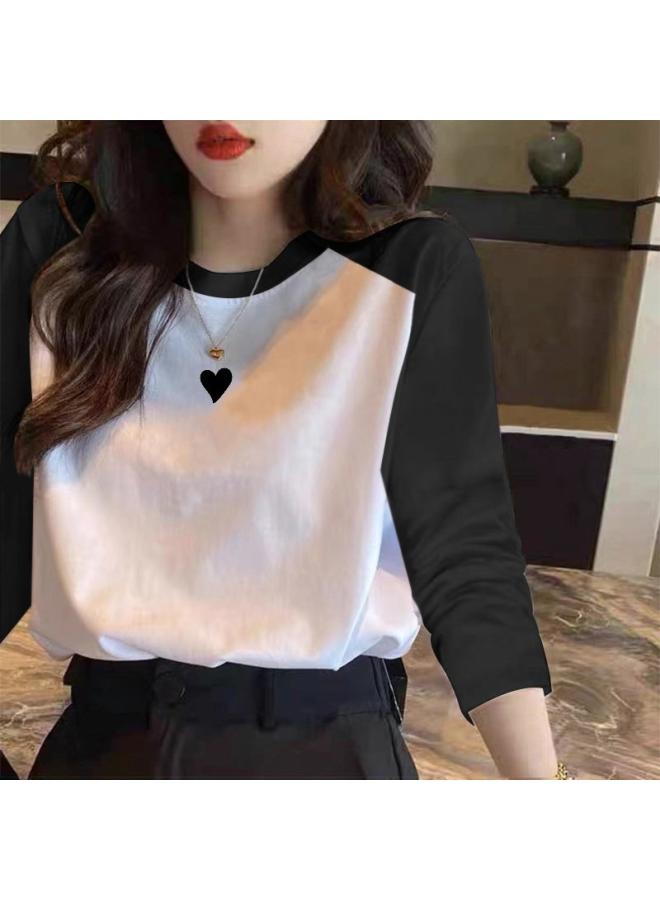 VUELO Spring And Autumn New Long Sleeve T-shirt Women's Pure Cotton Casual Loose Letter And Korean Style Raglan Sleeve Style Base Shirt Top Trendy 