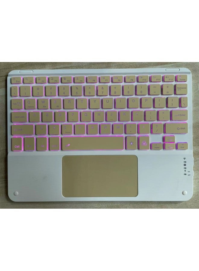 Touch Wireless Bluetooth Keyboard Magnetic Suction Control Suitable For Apple Huawei Mobile Phone IPad Tablet PC Charging Office-Color:10inch Standard Touch With Backlight Yellow-Product Type:Keyboard + Single-mode Battery Mouse - Image 1