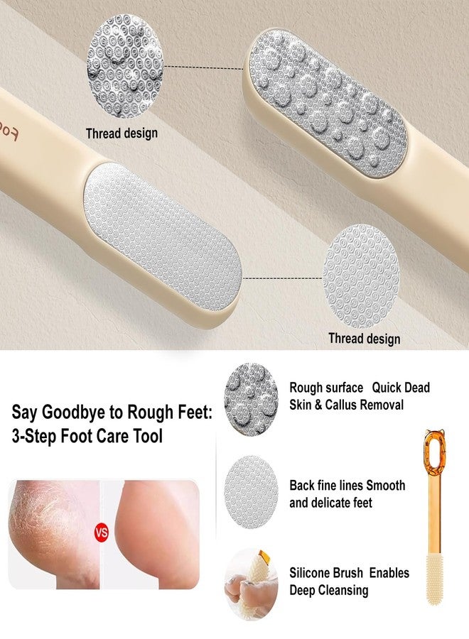 VISDOLL Double-Sided Stainless Steel Foot File, Foot Callus Remover & Foot Scrubber, Professional Pedicure Tool for Dry & Wet Feet, Fast Hard Skin & Dead Skin Remover with Non-Slip Grip, Orange - Image 2