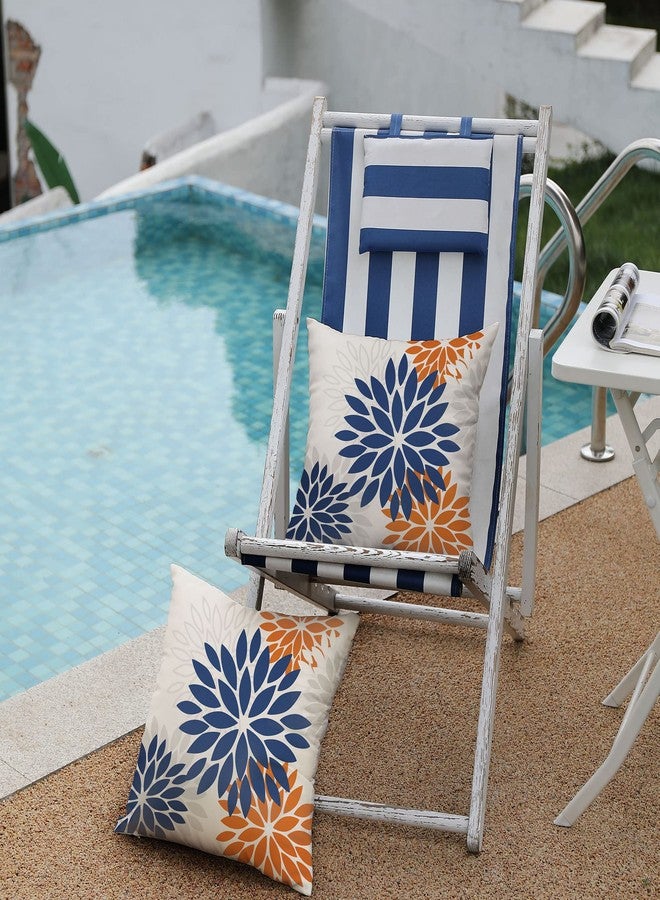 DFXSZ Blue Orange Outdoor Flower Pillow Covers 18x18 Inch Set of 2 White Colored Throw Pillows Outdoor Waterproof Decor for Living Room Sofa Patio Funiture Garden Floral Polyester pillow covers 002C18 - Image 4