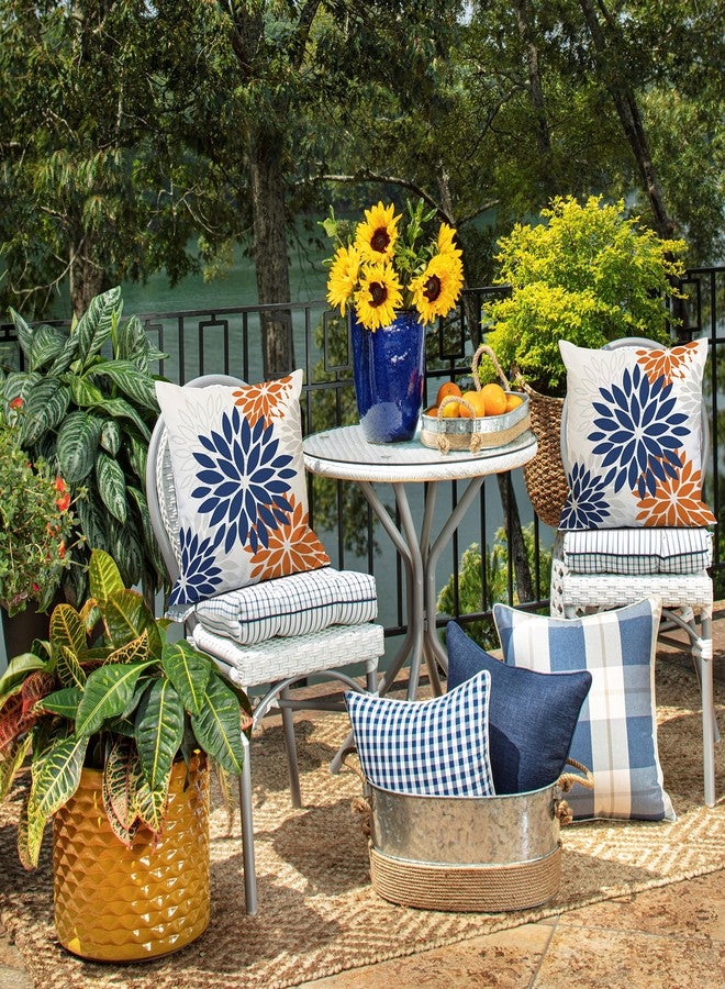 DFXSZ Blue Orange Outdoor Flower Pillow Covers 18x18 Inch Set of 2 White Colored Throw Pillows Outdoor Waterproof Decor for Living Room Sofa Patio Funiture Garden Floral Polyester pillow covers 002C18 - Image 5