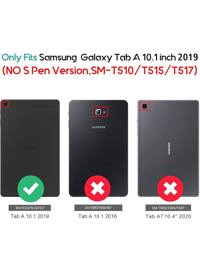 Procases Galaxy Tab A 10.1 Case 2019 Model T510 T515 T517 Slim Lightweight Stand Case Shell Cover For 10.1 Inch Galaxy Tab A Tablet Sm-T510 Sm-T515 Sm-T517 2019 Release -Black - Image 2