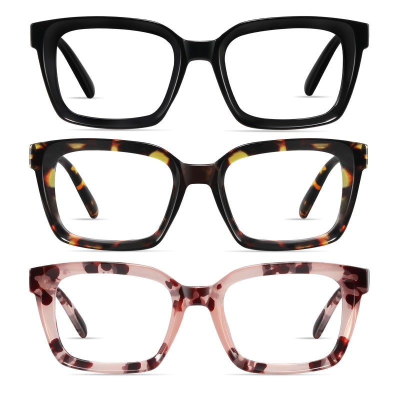 XVXV Reading Glasses for Women Men Blue Light Blocking Readers Oversize Oprah Square Anti GlareEyestrain Spring Hinge3PackMix1175X