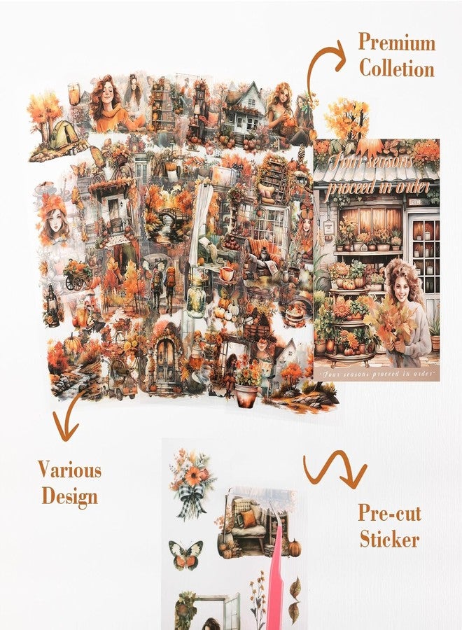 SAMVARDHAN Seasons Theme Vintage Aesthetic Sticker Book - 20 Sheets Seasonal Scrapbook Stickers | Cottagecore Planner & DIY Craft Supplies (Autumn) - Image 4