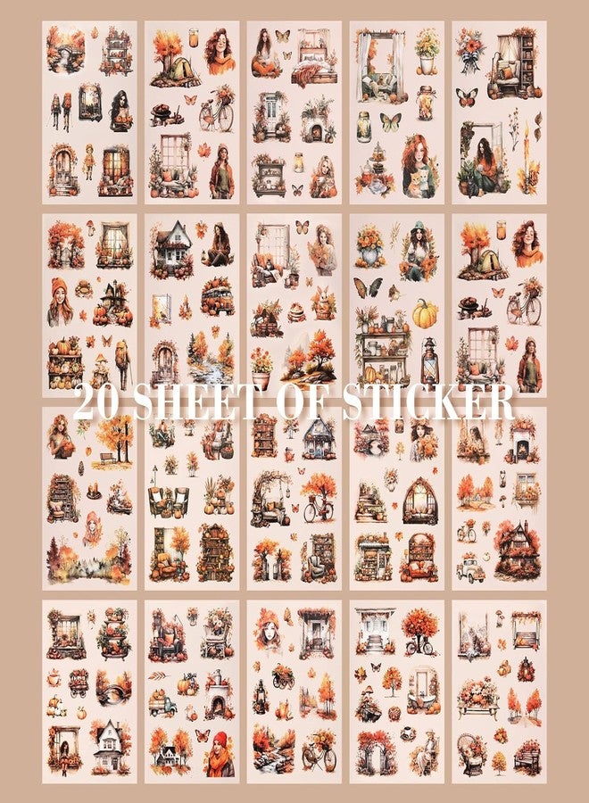 SAMVARDHAN Seasons Theme Vintage Aesthetic Sticker Book - 20 Sheets Seasonal Scrapbook Stickers | Cottagecore Planner & DIY Craft Supplies (Autumn) - Image 2