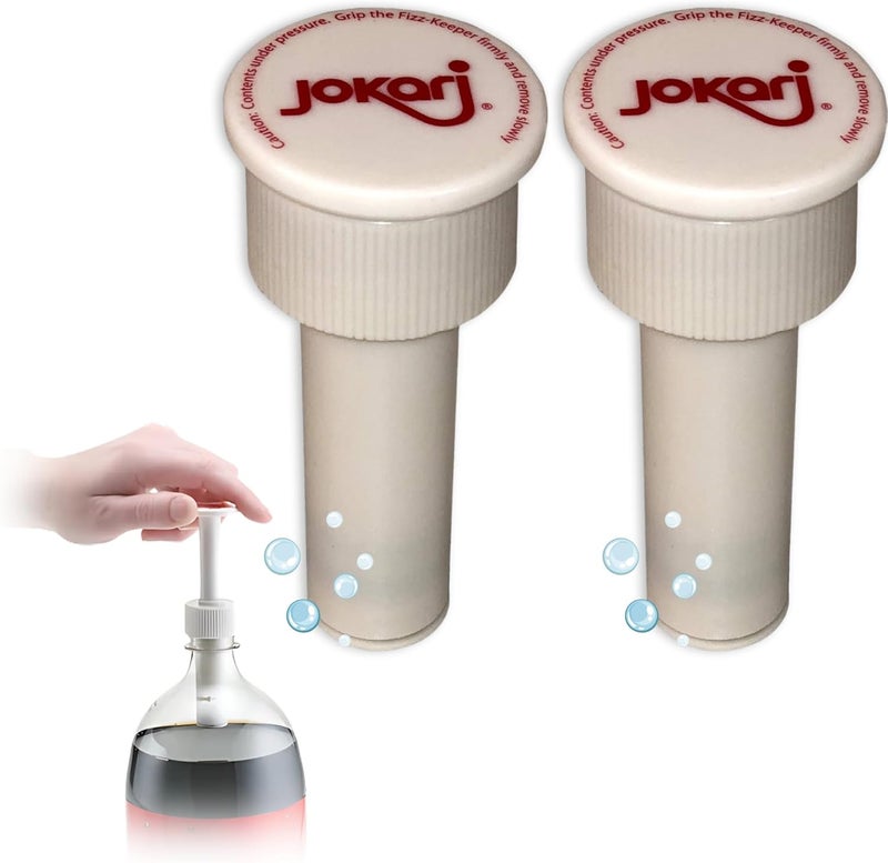 Jokari Fizz Keeper Pump Cap for 2 Liter Soda Bottles 2 Pack Pressurizing Carbonation Saver for Soft Drinks Reusable Cap Keeps Soda Fizzy Dishwasher Safe for 1 to 2 Liter Bottles - Image 2