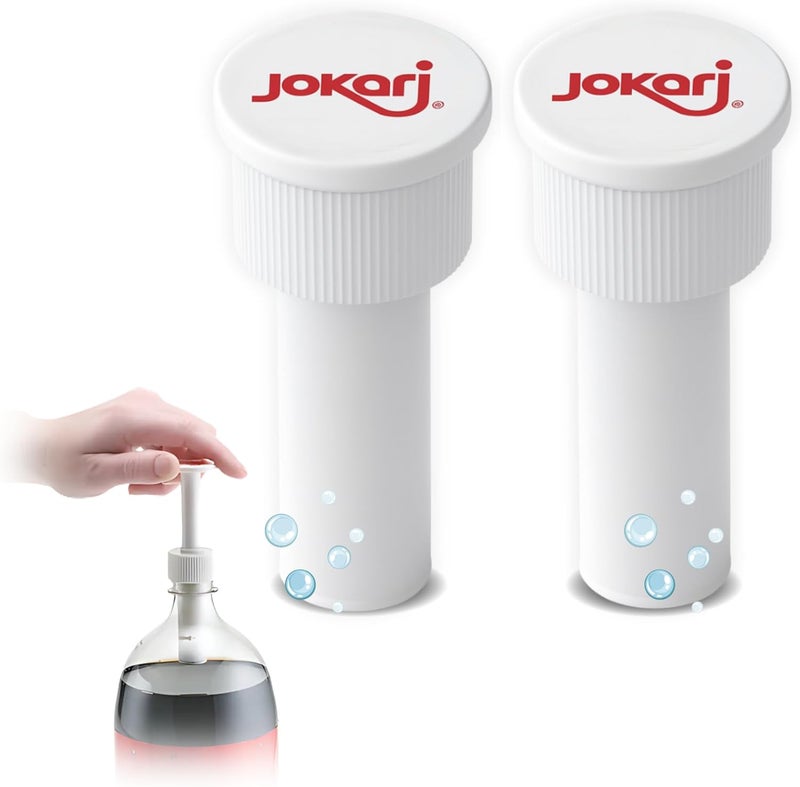 Jokari Fizz Keeper Pump Cap for 2 Liter Soda Bottles 2 Pack Pressurizing Carbonation Saver for Soft Drinks Reusable Cap Keeps Soda Fizzy Dishwasher Safe for 1 to 2 Liter Bottles - Image 1