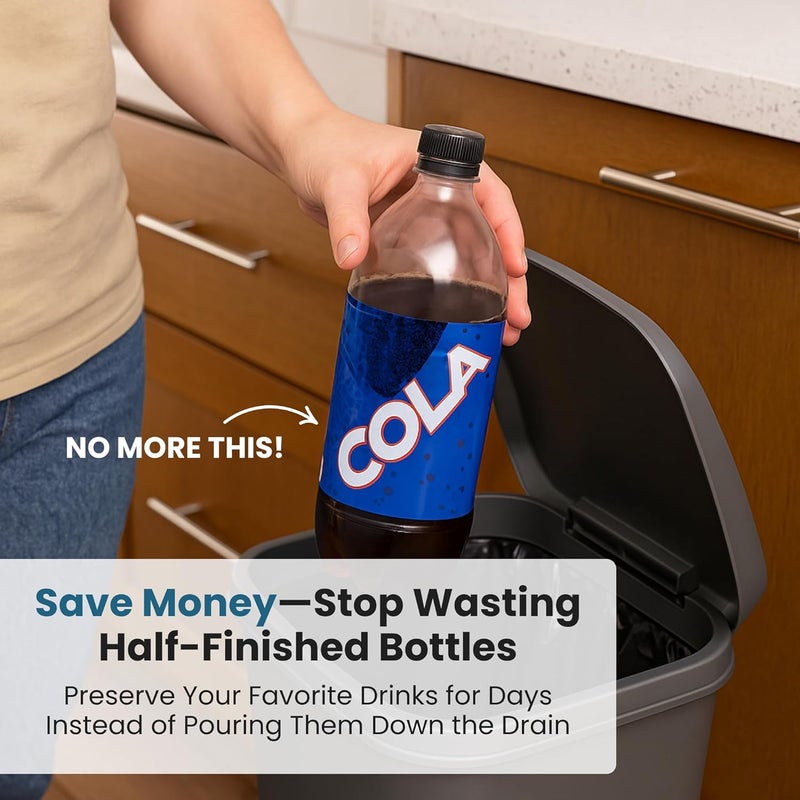 Jokari Fizz Keeper Pump Cap for 2 Liter Soda Bottles 2 Pack Pressurizing Carbonation Saver for Soft Drinks Reusable Cap Keeps Soda Fizzy Dishwasher Safe for 1 to 2 Liter Bottles - Image 5