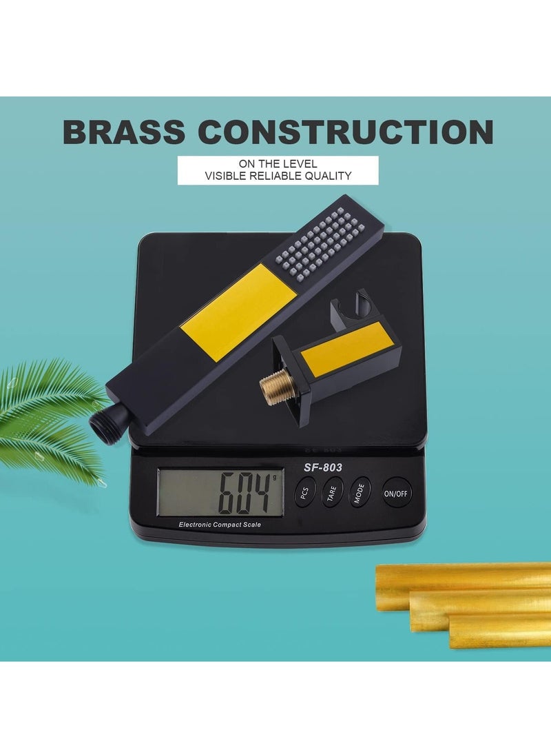 Matte Black Square Metal Shower Head - High-Pressure Brass Handheld Rectangular Handset, Single Function Luxury Design with Chrome Silicone Water Outlet - Image 3