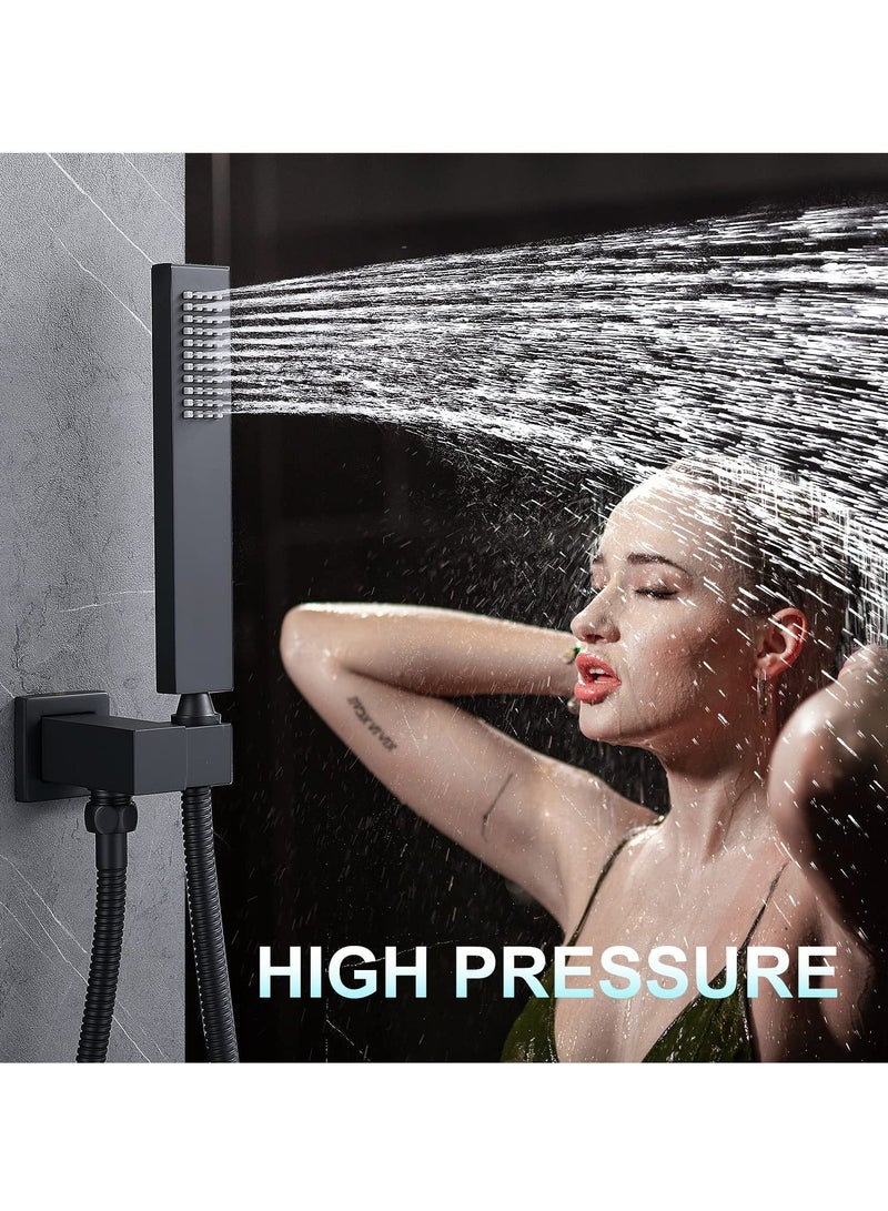 Matte Black Square Metal Shower Head - High-Pressure Brass Handheld Rectangular Handset, Single Function Luxury Design with Chrome Silicone Water Outlet - Image 5