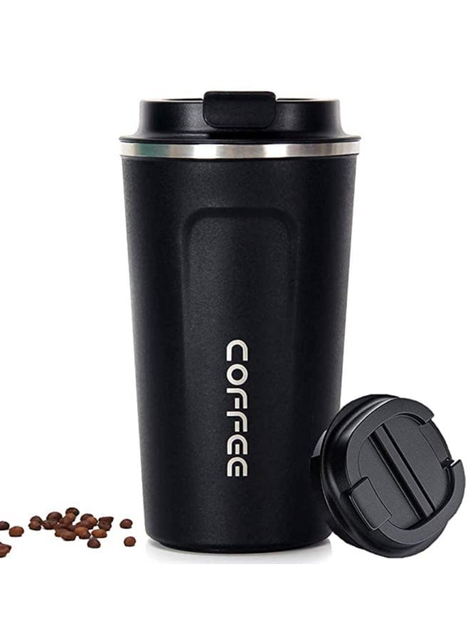 ارواق كوب قهوة معزول بتفريغ الهواء من الفولاذ المقاوم للصدأ سعة 510 مل، أكواب قهوة معزولة بجدار مزدوج، كوب قهوة للسيارة للمشروبات الباردة الساخنة والقهوة والشاي - Image 1