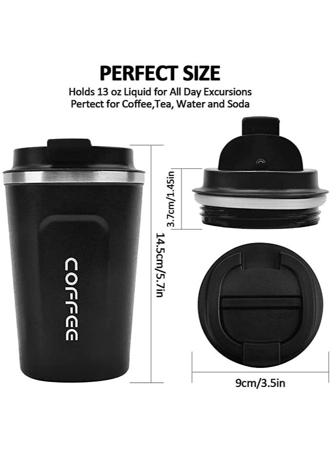 ارواق كوب قهوة معزول بتفريغ الهواء من الفولاذ المقاوم للصدأ سعة 510 مل، أكواب قهوة معزولة بجدار مزدوج، كوب قهوة للسيارة للمشروبات الباردة الساخنة والقهوة والشاي - Image 2