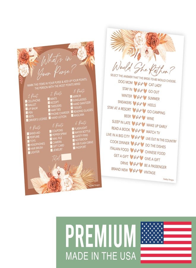 Hadley Designs 20 Boho Hilarious Bridal Shower Games For 20 Guests - Couples Wedding Shower Games, Would She Rather Bridal Shower Game Set, Whats In Your Purse Game Bridal Shower - Image 5