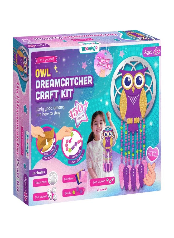 Bloomingo DIY Owl Dreamcatcher Craft Kit | Creative Hands on Learning Gift for Kids Age 4+ | Make a Beautiful Dreamcatcher While Building Focus, Craft Skills & Imagination with Safe Materials - Image 1