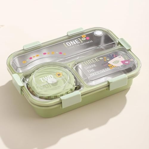 PLUSPOINT Bento Lunch Box 3 Inner Compartment Stainless Steel Insulated Air Tight Portable Tiffin with,700ml Lunch Box with 150ml Container, Leak Proof Bento Box for Kids, Adults, Men Women - Image 2