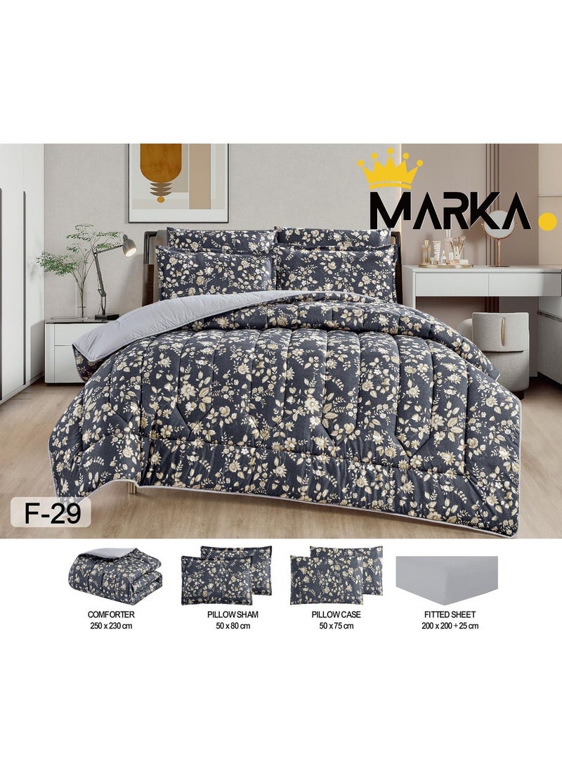 Summer double-sided printed microfiber bedspread, 6 pieces, size 230*250cm