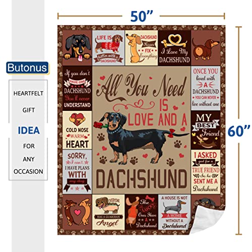 Butonus Dachshund Weiner Dog Gifts for Women Men Adults Kids, Dachshund Lover Gift Blanket 60”x50” - Image 2