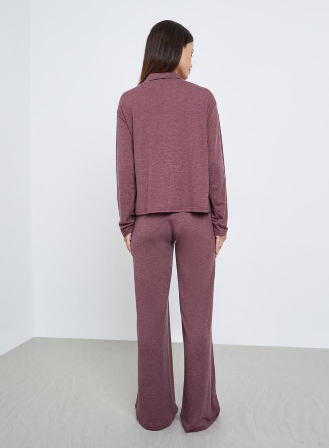 ستايلي طقم من بنطال بيجاما وبلوزة محبوكة - Image 4