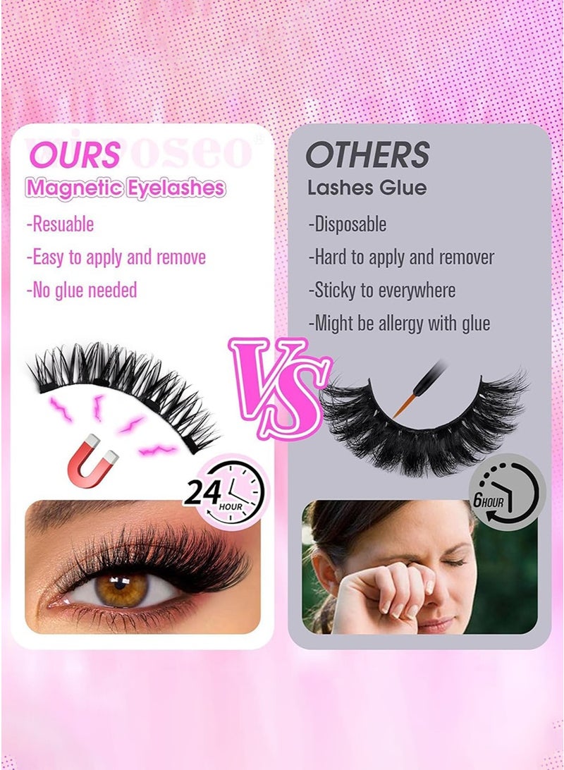 Sthxyfaith Magnetic Eyelashes Half Eyes Reusable Eyelashes with Applicator No Glue Needed Eyelashes Natural Look Lash Clusters Kit Easy to Wear and Remove CT04-6 - Image 5