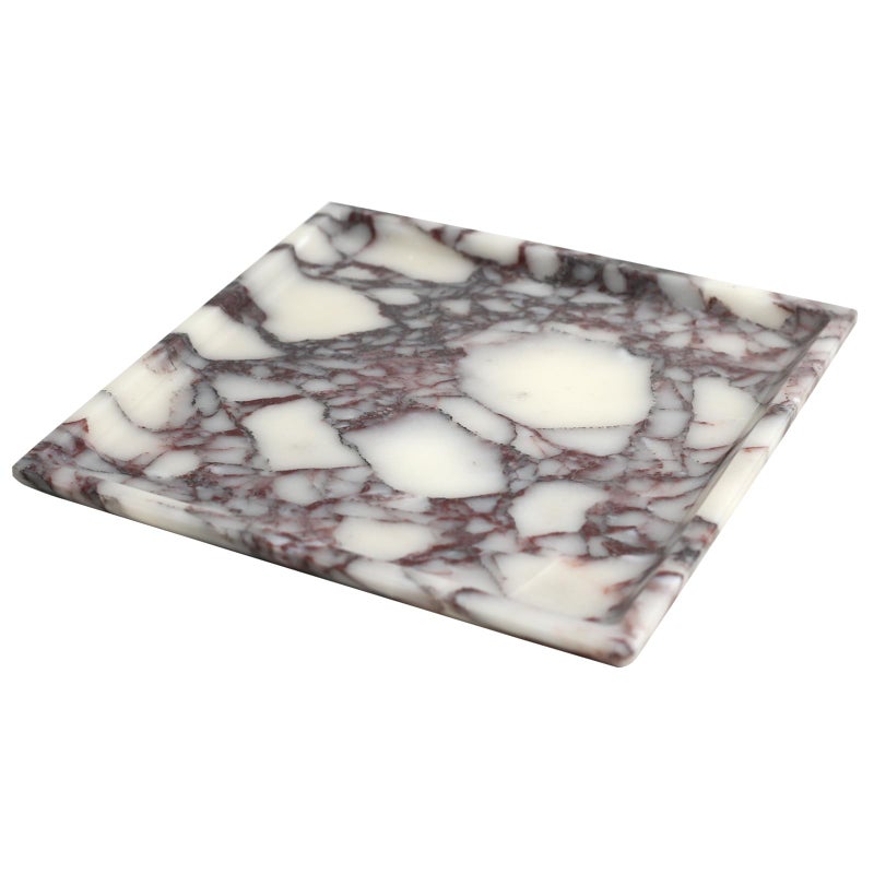 DUANYAN Natural Marble Tray Coffee Table Food Fruit Paper Cup Cake Display Coffee bar Family Gatherings Seasonal Holiday Decoration TrayViolasquare98x98x07 - Image 2