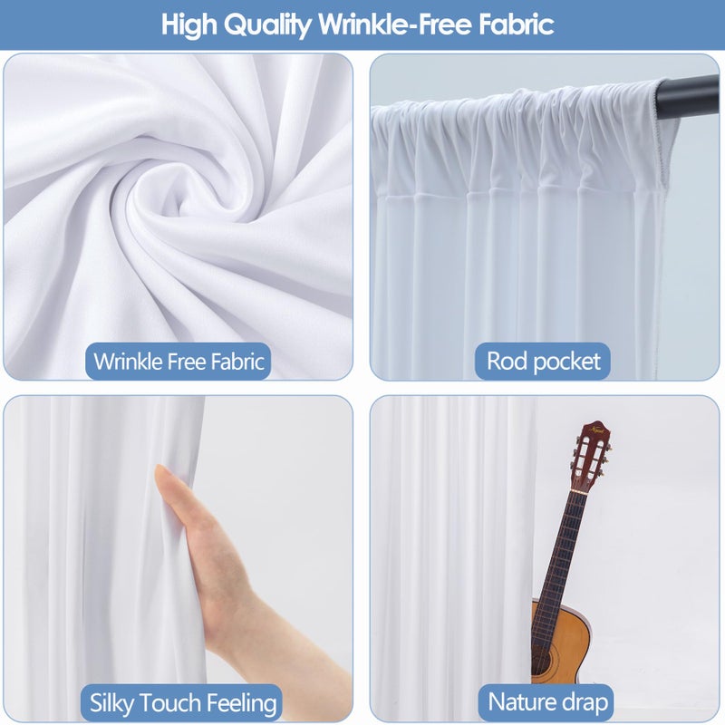 ESGOTBME 10x10ft Wrinkle Free White Backdrop Curtain for Parties Soft Fabric Drapes Wedding White Curtain Backdrop for Birthday Party Decorations Background for Photography 5x10ft, 2 Panels - Image 3