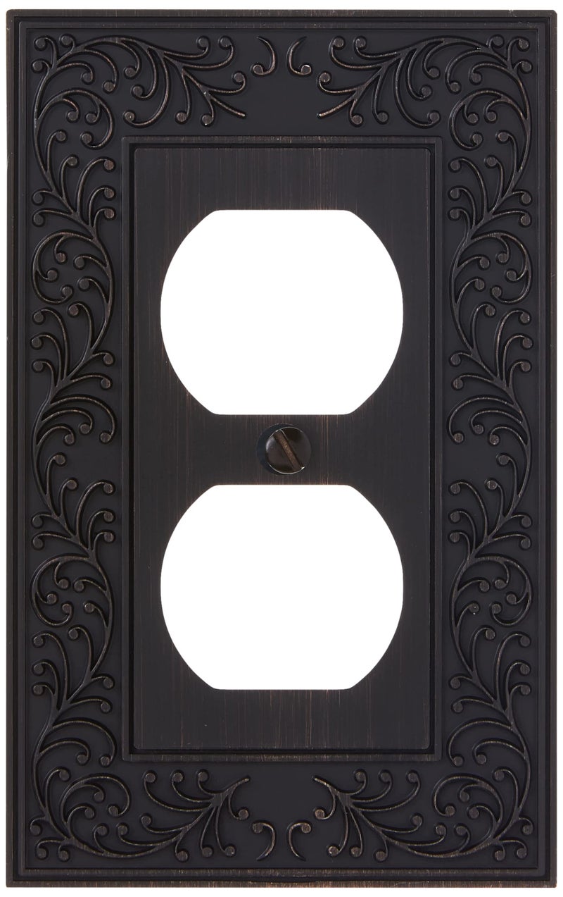 Amerelle 43DVB English Garden Wallplate, 1 Duplex, Cast Metal, Aged Bronze, 1-Pack - Image 2