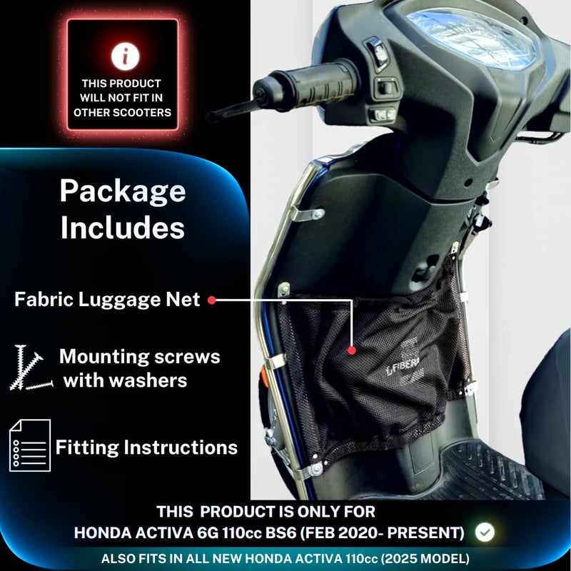 FIBERA Smart Front Basket ONLY Compatible with Honda Activa 110cc 6G BS6 (FEB 2020- Present) (Black) Polyester (12L) - Image 5