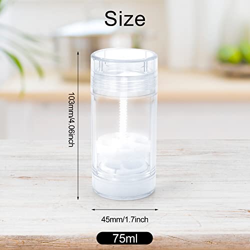 Cositina 8 PCS 75ml/2.5oz Plastic Deodorant Containers Empty Refillable Deodorant Stick Bottles Round Clear Twist Up Bottom Filling Lip Balm Tubes for DIY Crayon Chapstick - Image 2