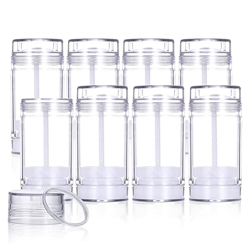 Cositina 8 PCS 75ml/2.5oz Plastic Deodorant Containers Empty Refillable Deodorant Stick Bottles Round Clear Twist Up Bottom Filling Lip Balm Tubes for DIY Crayon Chapstick - Image 1
