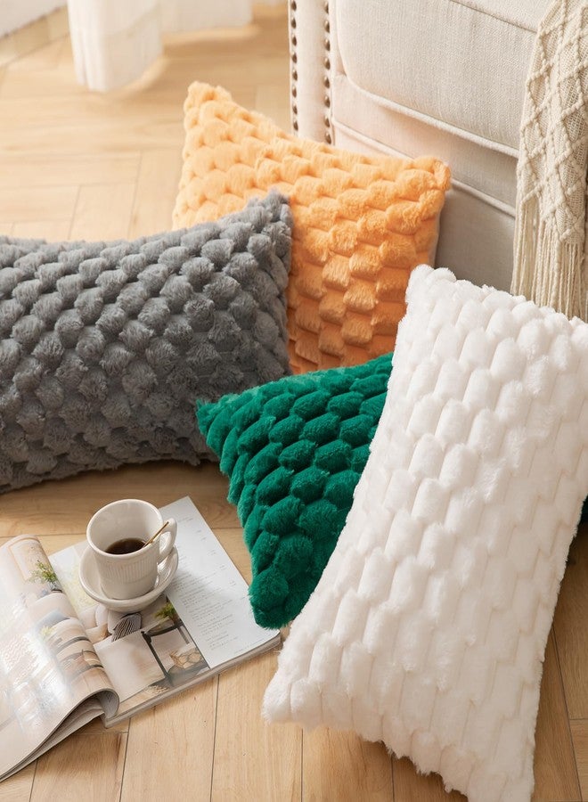 Mandioo Pack of 2 Dark Green Super Soft Plush Decorative Cushion Covers 12x20 inch 30x50 cm Wool Velvet Throw Pillow Covers cases Faux Fur fluffy Couch Sofa Bed Livingroom - Image 5