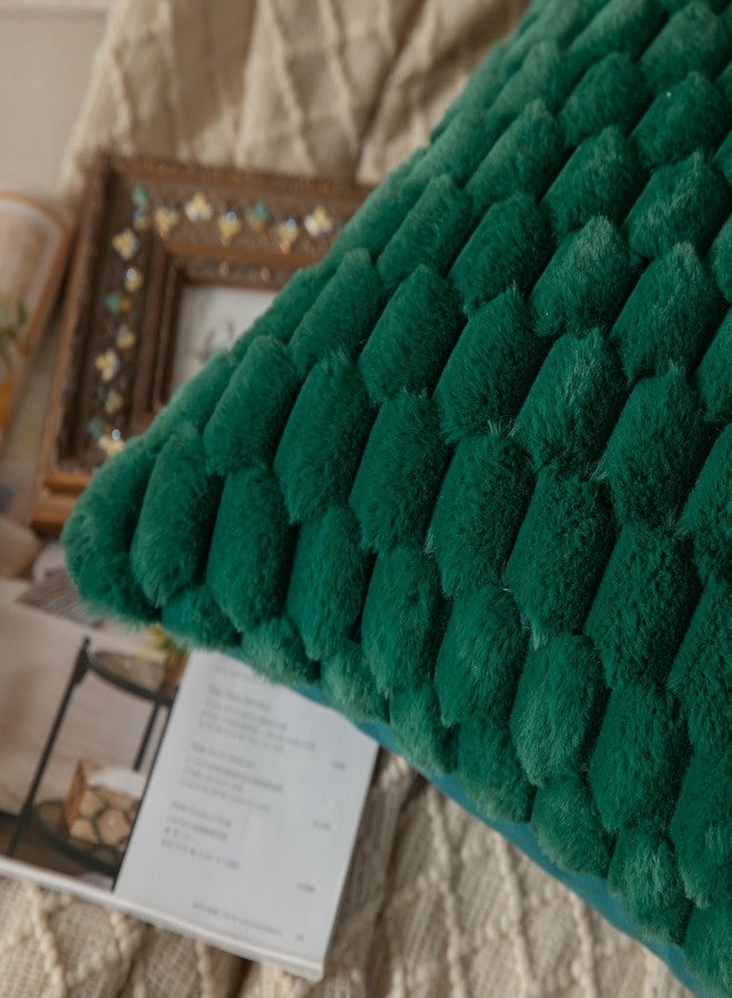 Mandioo Pack of 2 Dark Green Super Soft Plush Decorative Cushion Covers 12x20 inch 30x50 cm Wool Velvet Throw Pillow Covers cases Faux Fur fluffy Couch Sofa Bed Livingroom - Image 4