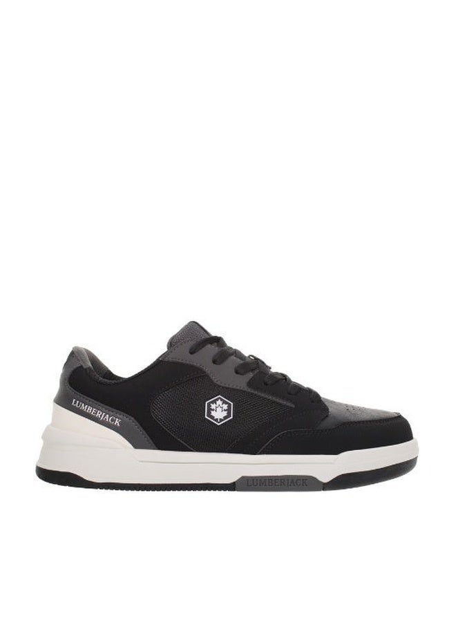 Lumberjack Men’s Low‑Top Casual Sneaker – Black Mesh & Synthetic Leather, Cushion Sole - Image 1