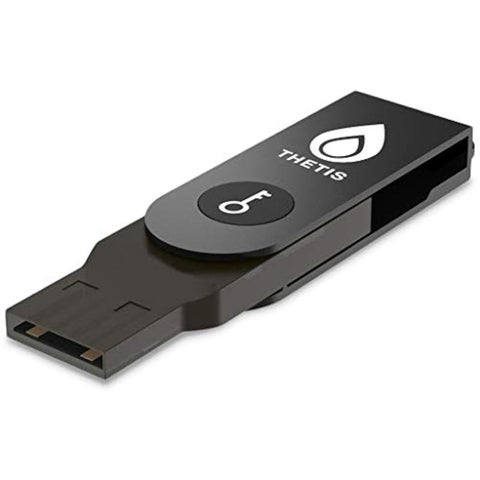 Thetis Security Key - U2F and FIDO2, USB A, Two Factor Authenticator with Bluetooth, Multi-Layered Authentication Protection HOTP U2F Compatible Windows, MacOS, Gmail, Linux - Black