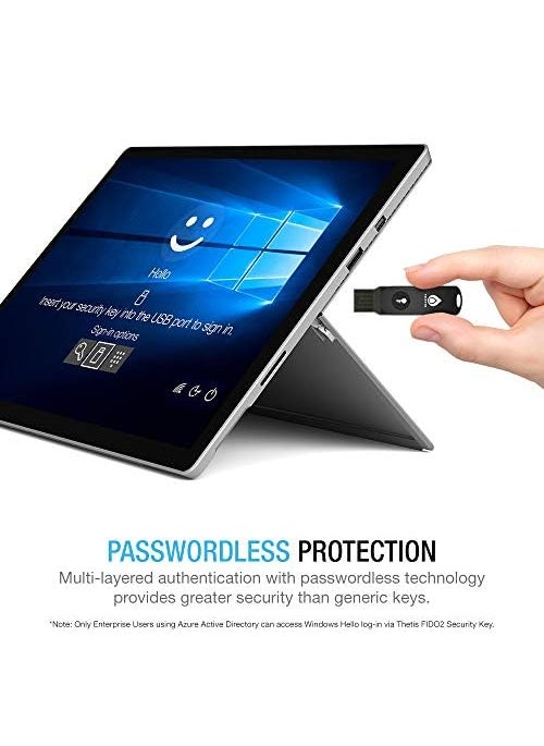 THETIS Thetis Security Key - U2F and FIDO2, USB A, Two Factor Authenticator with Bluetooth, Multi-Layered Authentication Protection HOTP U2F Compatible Windows, MacOS, Gmail, Linux - Black  - Image 4