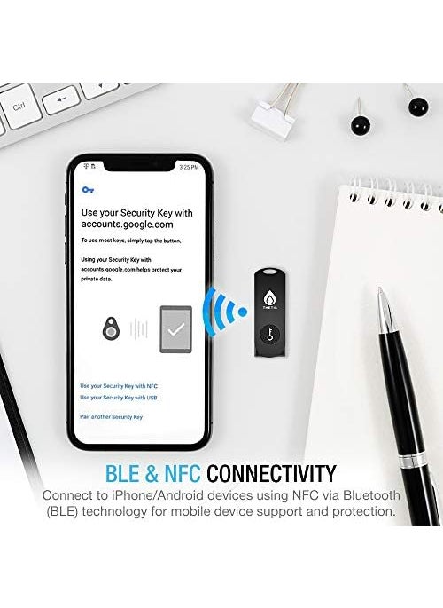 THETIS Thetis Security Key - U2F and FIDO2, USB A, Two Factor Authenticator with Bluetooth, Multi-Layered Authentication Protection HOTP U2F Compatible Windows, MacOS, Gmail, Linux - Black  - Image 5