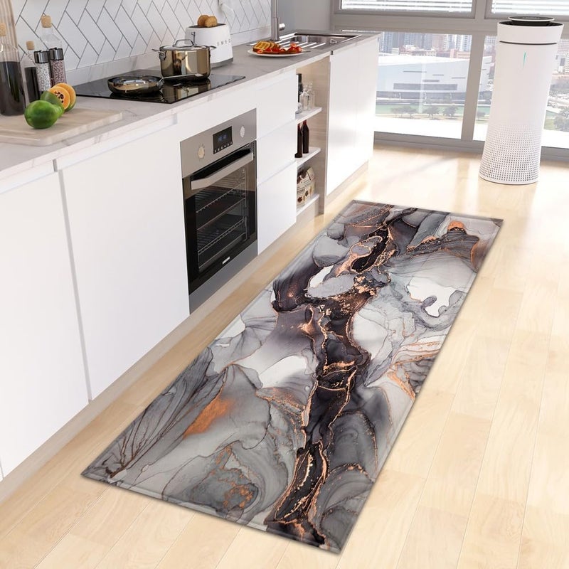 proxin 2 Pcs Kitchen Mats Waterproof Memory Foam Kitchen Rugs Standing Desk Mat Floor Mats Comfort Runner Rug Carpets for Kitchen Floor Sink 120 40 cm 40 60 cm Marble - Image 3
