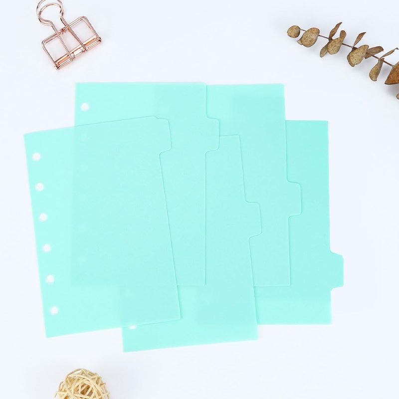 A7 Loose Leaf Binder Dividers With Tabs 6 Sheet Mint Green Plastic Office Organizer - Image 5