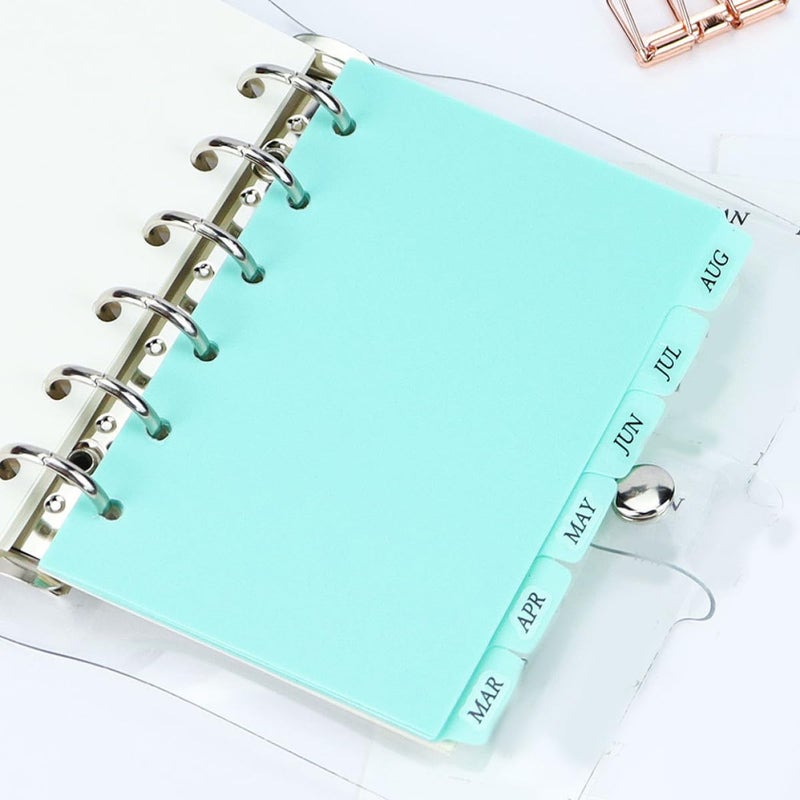 A7 Loose Leaf Binder Dividers With Tabs 6 Sheet Mint Green Plastic Office Organizer - Image 4